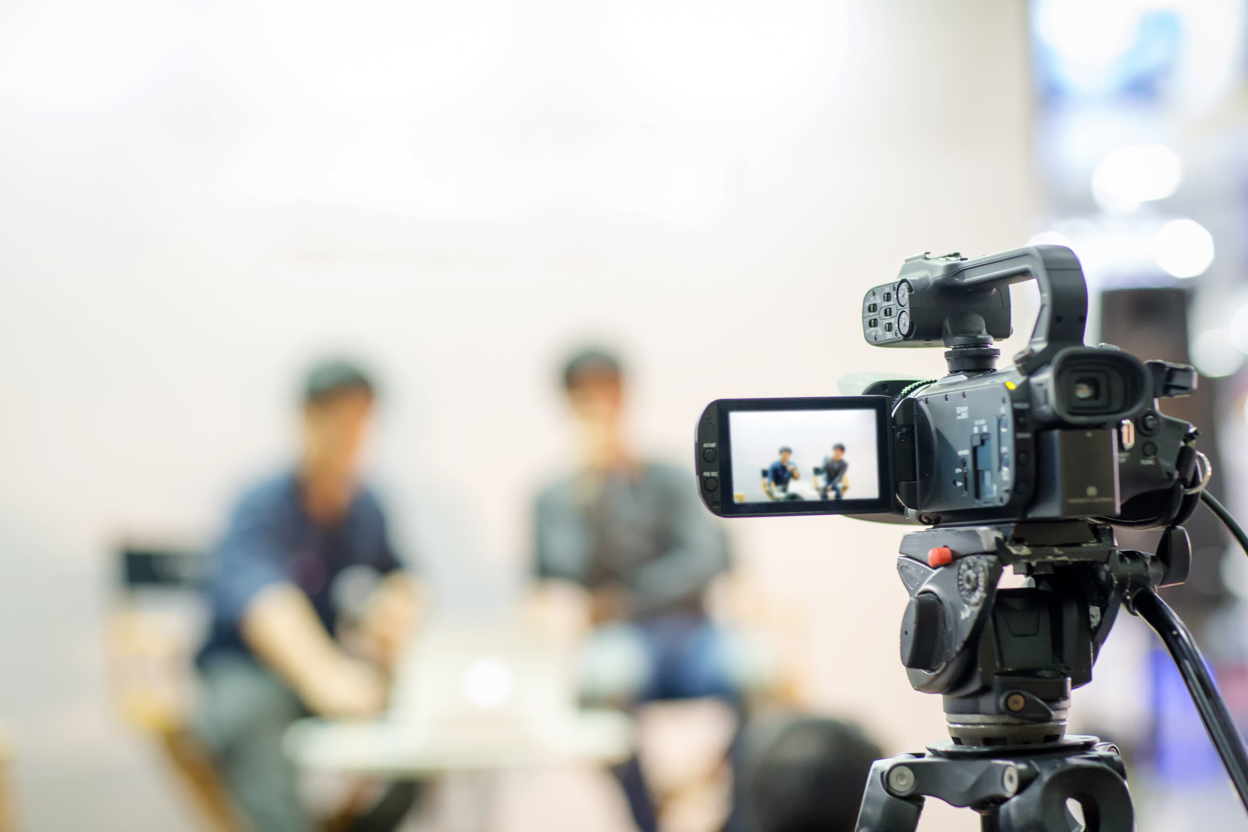 camera show viewfinder image catch motion in interview or broadc